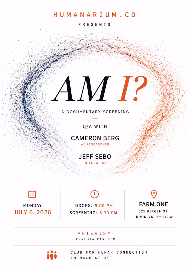Image for AM I A Collective Screening — Q&A with Cameron Berg & Jeff Sebo
